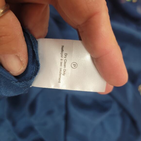 Anthro Tanvi Kedia Nyla Large baby doll top sleeveless blue boho embroidery line - Picture 4 of 8